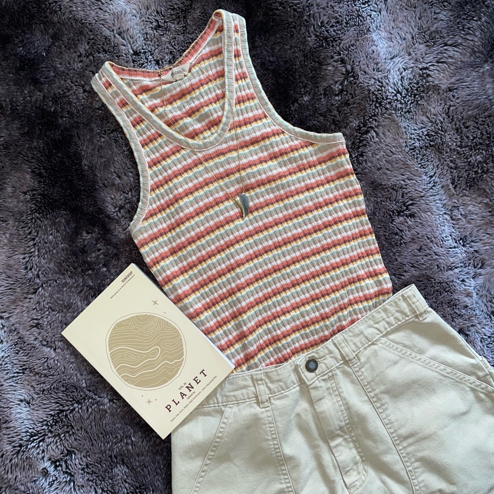 Madewell Striped Ribbed U-Neck Tank Top Retro